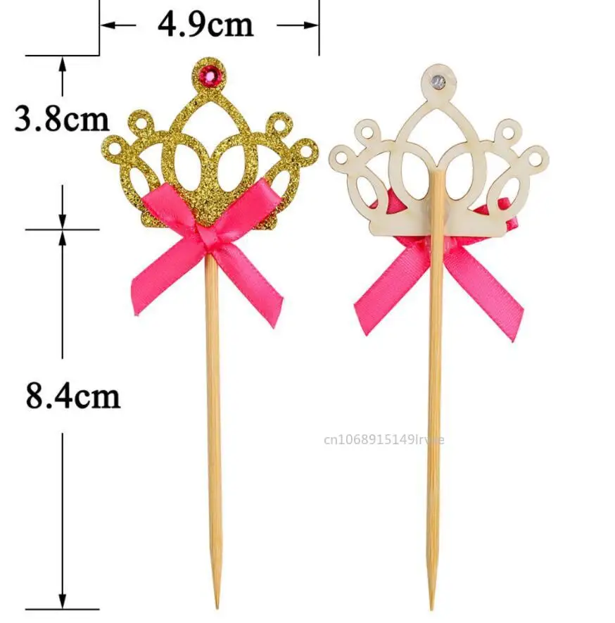 10pcs/set Pretty Princess Crown Cake Topper Kids Birthday Party Cupcake Topper Wedding Baking Decor Baby Shower Decor