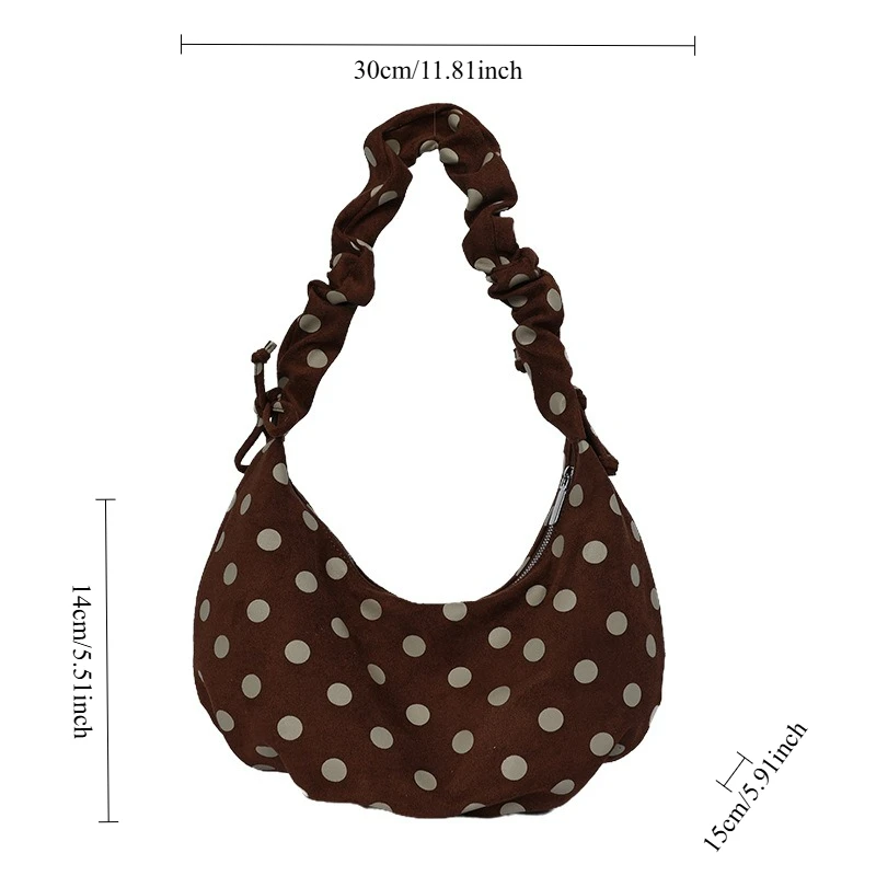 Nuova Borsa a Tracolla alla Moda con Motivo a Pois per Donne, Borsa a Spalla in Pelle PU, Borsa Casual Versatile - immagine 6
