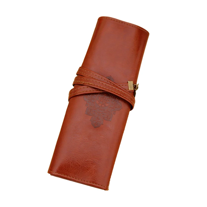 1Pcs Vintage Retro UP Leather Roll Pencil Case Twilight Saga Cosmetic Roll Bag for Women Gifts Stationery Brush Makeup Supplies