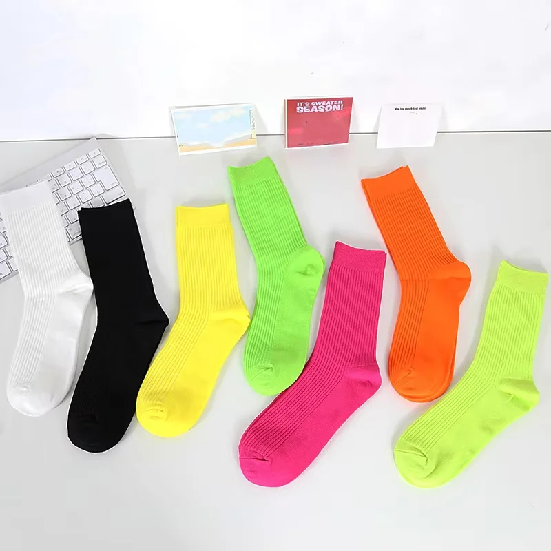 Vibrant Neon Men's Crew Ribbed Socks