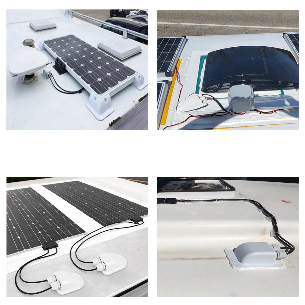 Solar Panel Junction Box Double Wire Entry Gland Box PV RV Roof Mounting Accessories Cable Double Hole Junction Box For Camper Yacht Caravan