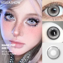 VISUASHOW Lovely Blue Colored Contact Lenses: Soft, Anime Cosplay & Cyber Cute Style for Costume Makeup & Parties (MP Crystal Gray)