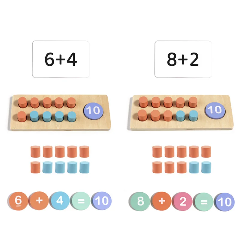 Children's Wooden Number Board Cognitive Matching Addition Subtraction Operation Montessori Logical Thinking Training Math Toys 4