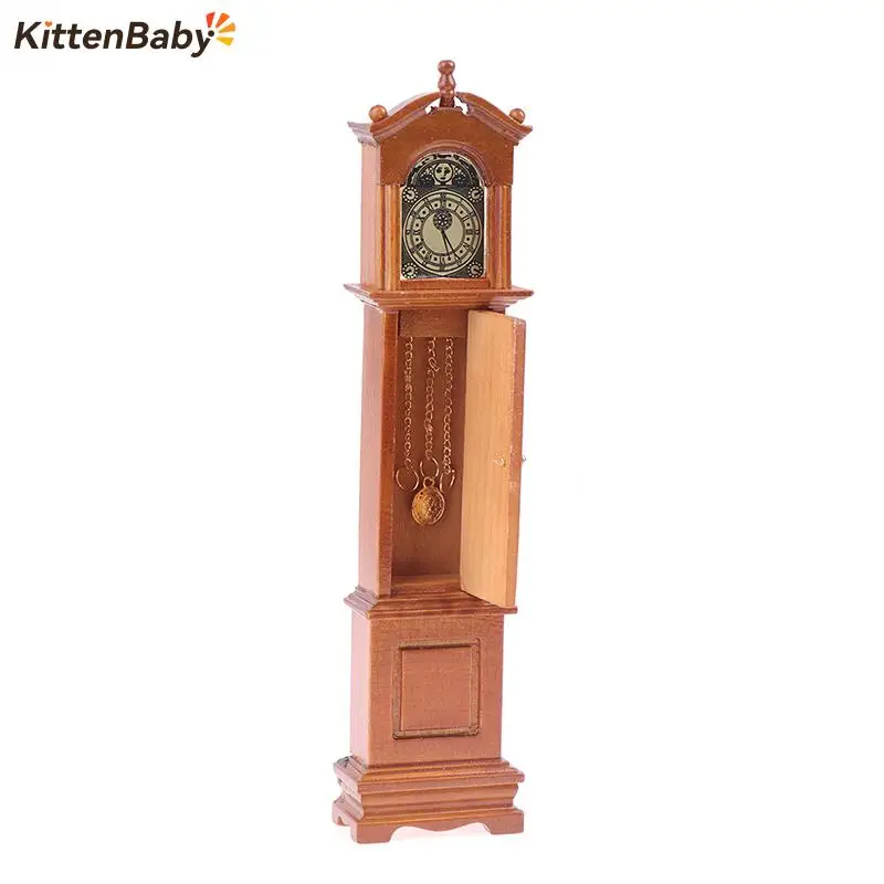 1:12 Dollhouse Miniature Wood Wall Clock Play Doll House Miniaturas Home Decor Accessories Toy Pretend Play Furniture Toy 2