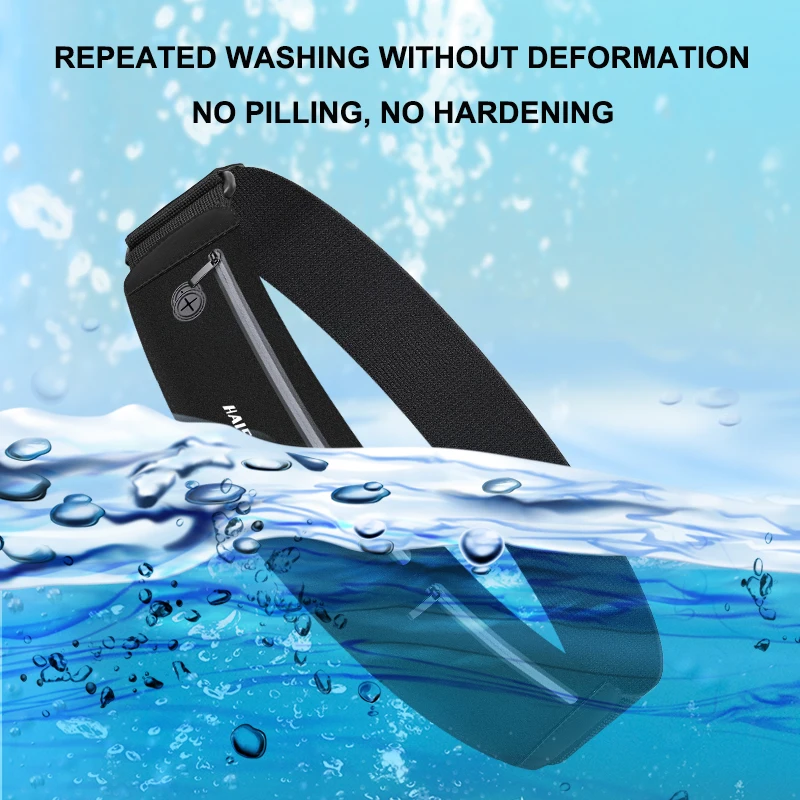 Haissky 남녀공용 방수 스포츠 러닝백, 더블 지퍼 허리띠, 휴대폰 파우치, 체육관 신축성 피트니스 허리팩 가방, 신제품