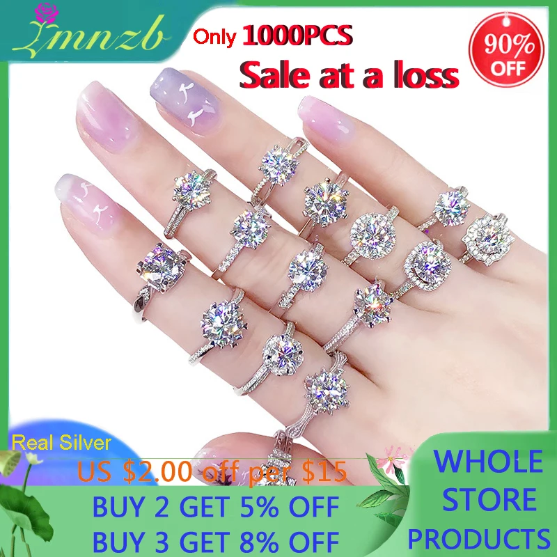 LMNZB Luxury Genuine Tibetan Silver Wedding Band Eternity Rings For Women Lots Bulk Jewelry silver ring wedding rings silver rings