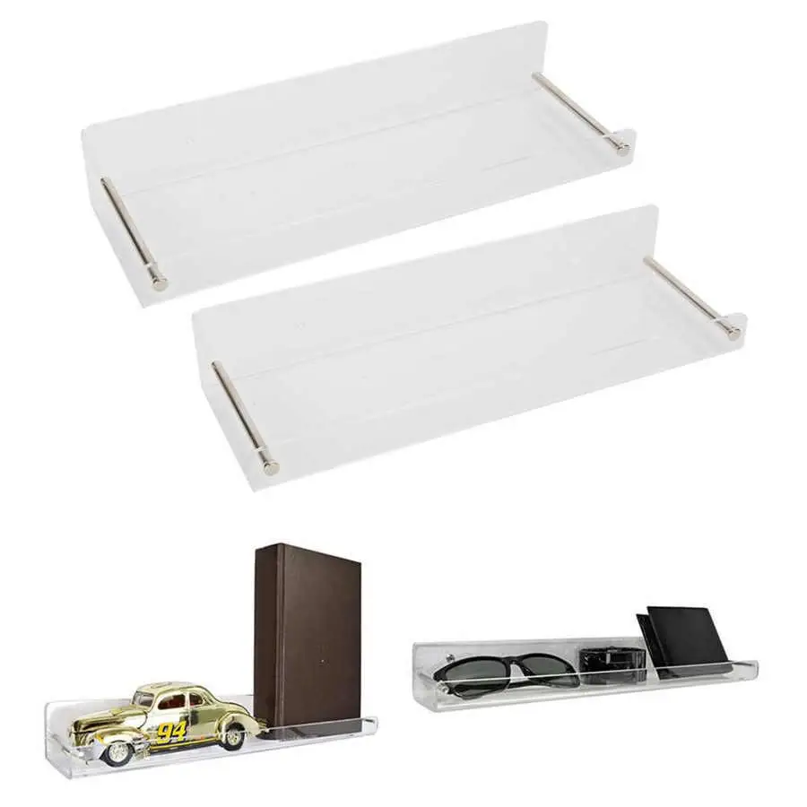 2Pcs Acrylic Floating Shelf Rack - Concealed Wall Ledge for Bathroom Storage & for home Organization