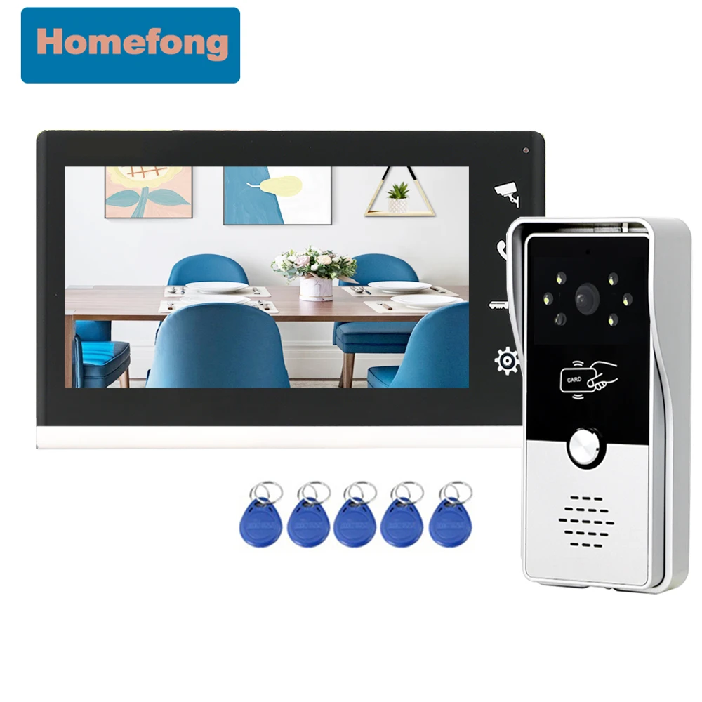 Interphone Vidéo TMEZON Pour 3 Appartements - Moniteur 7" Tactile, Bouton étanche, RFID