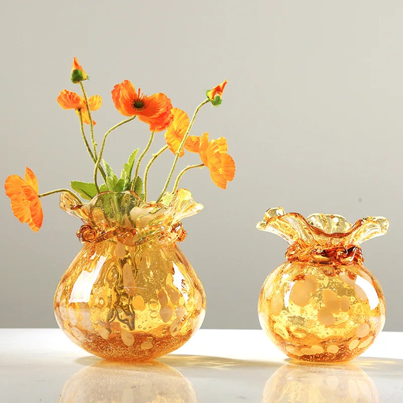 

Lucky Bag Glass Vase Decoration Hydroponic Light Luxury Living Room Entrance Dining Table Flower Arrangement Decoration