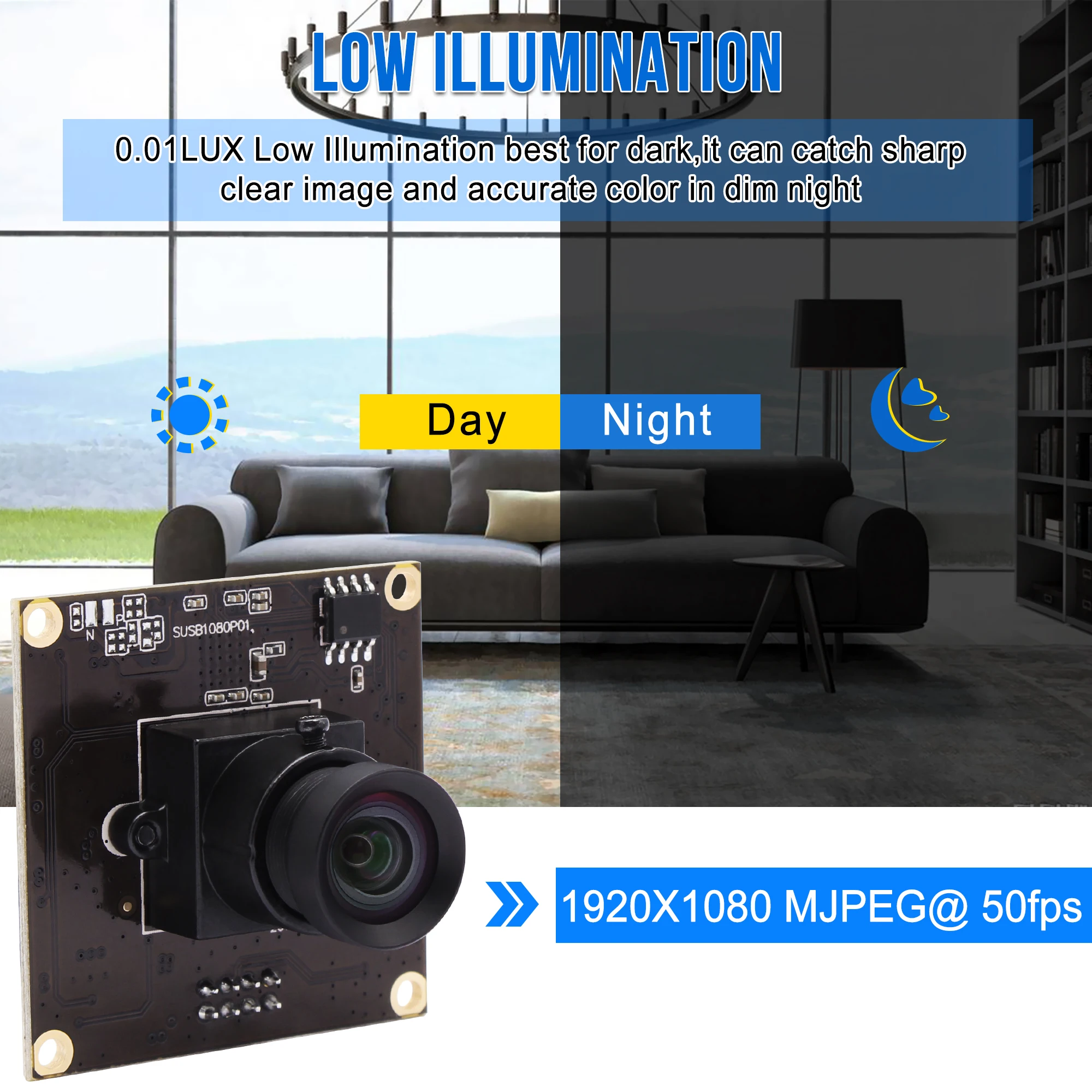 ELP-USB 3.0カメラモジュール、2mp、1080p、低照明、ライト