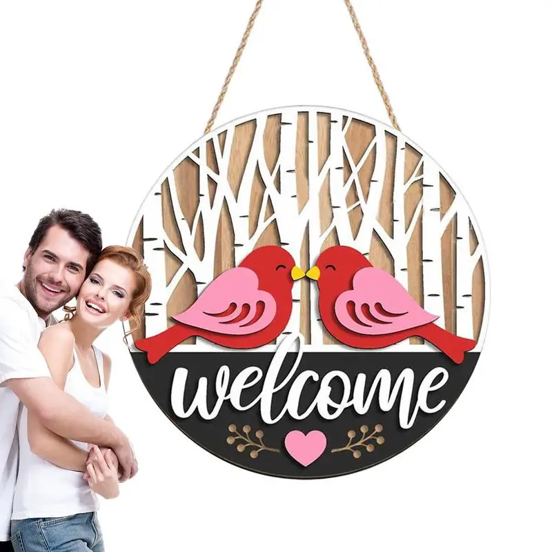 

Valentines Door Hanger Valentine's Day Wreath Front Door Sign Unique Wooden Pendant Door Wall Decor Outdoor Porch Fall Decor for