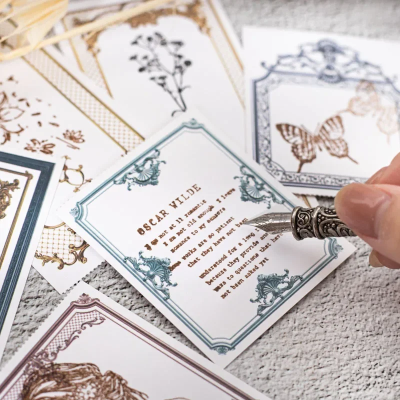 30 pcs Memo Pad Vintage Border Blank Writing Handbook Material Note Handbook Decoration Collage Material 6 models