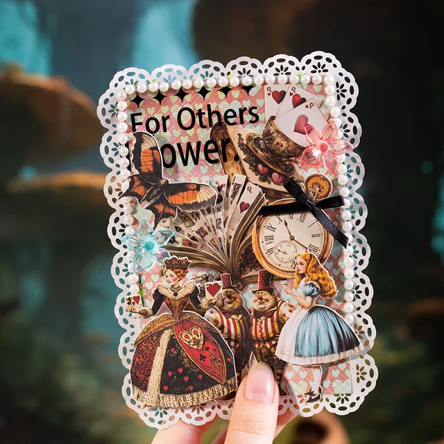 25 pcs Alice's theatrical theme material package double material collage ledger paper hand made Collage material 2