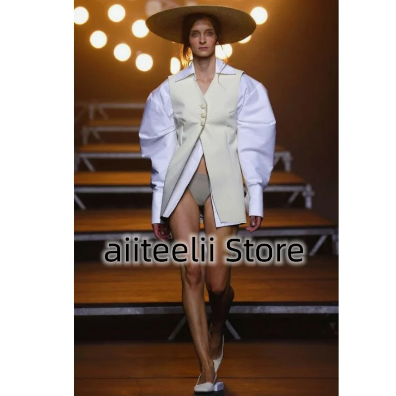 

2023 Women's Vests Casual Sleeveless Fashion Single -breasted Jacket Summer High Street Business Repair Work Service Women