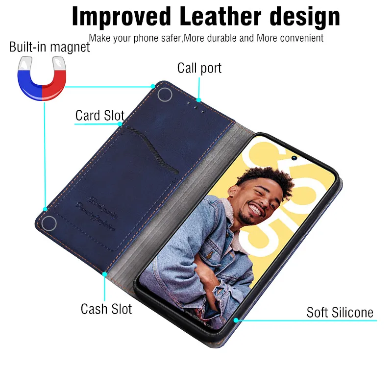 모토로라 G54 용 비즈니스 휴대폰 홀스터 케이스, Etui Motorola Moto G54 케이스, 5G 셀룰러 북 커버, Moto G54 Power G 54 MotoG54 Capa