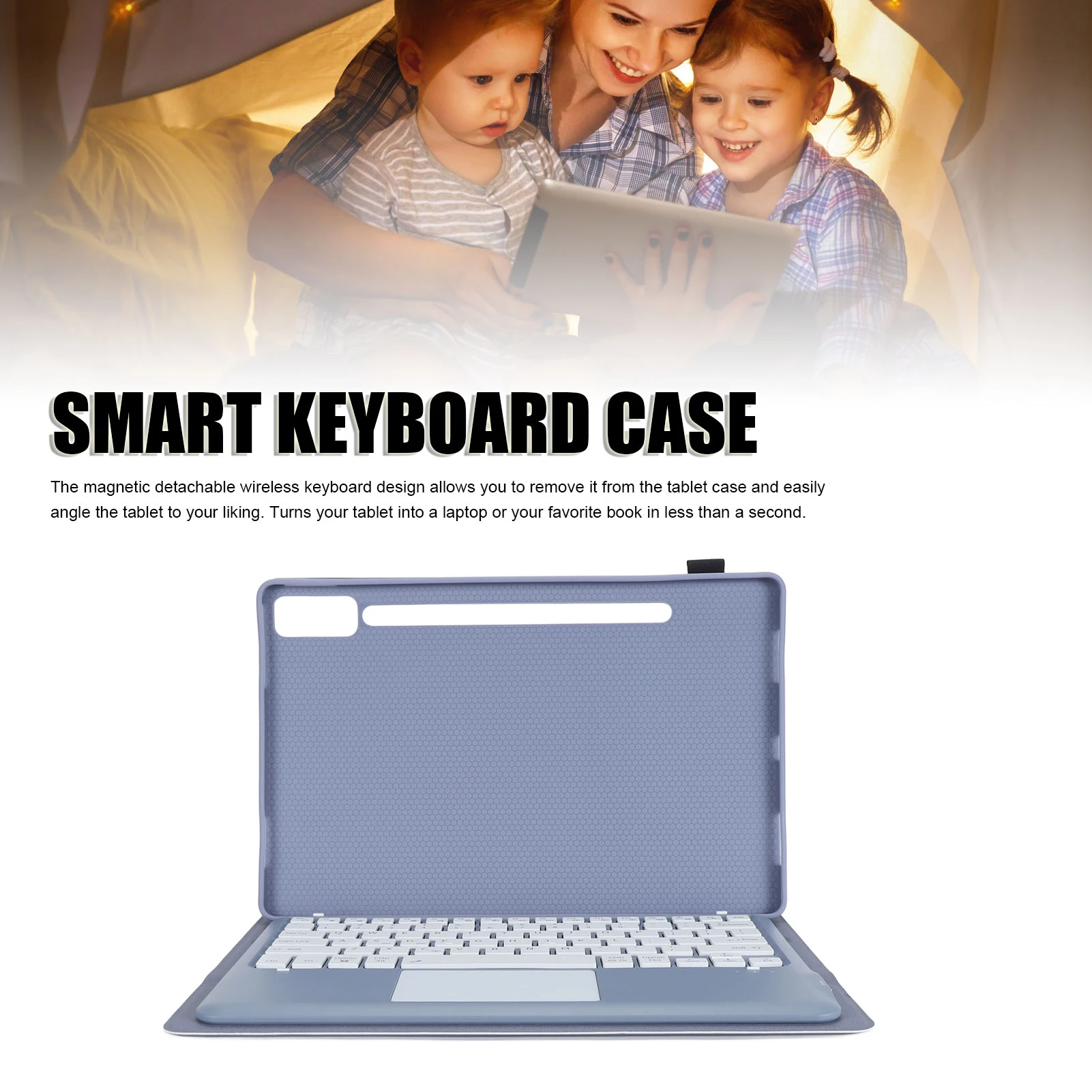 Tablet Case Adjustable Angle Smart Keyboard Case 33ft Operating Distance Cutouts for Tab P12 12.7inch
