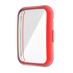 Premium Soft Glass Screen Protector & Full Coverage TPU Case Cover (Red-)