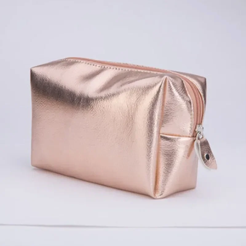 Simple Shiny Sequins Gold Wallet Cosmetic Handbag Makeup Bag Portable Women Toiletries Skincare Storage Bag Organizer Pouch