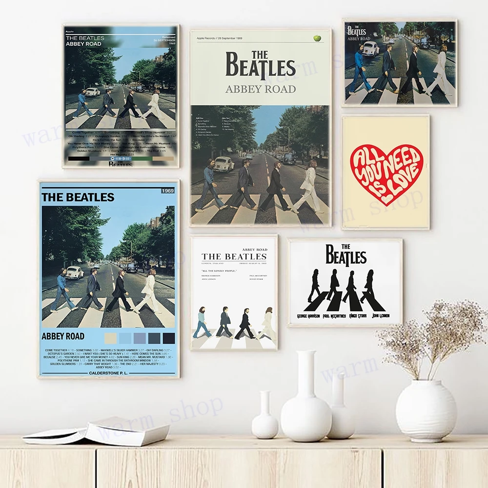 Classic Band Album Poster Four Men Side Road Canvas Painting Wall Art Picture Music Star Art Prints Now Living Room Home Decor