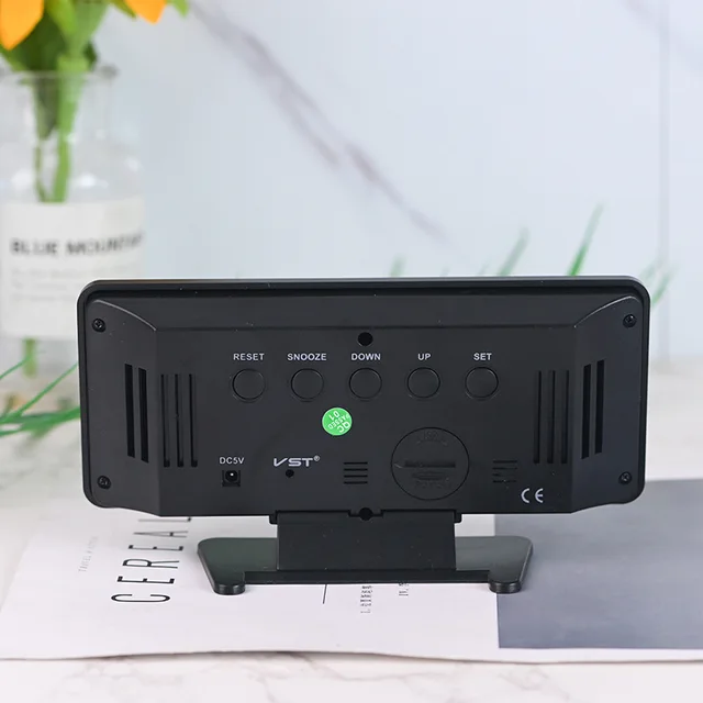 미러 디지털 알람 시계 온도 습도 3 알람 스누즈 책상 시계 야간 모드 12/24H USB 전자 LED 시계