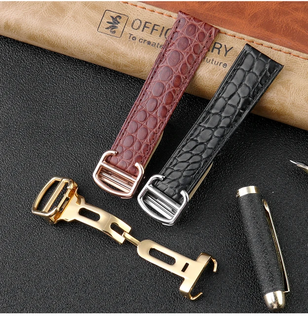 Cartier クロコダイルレザー ストラップ 16mm 18mm 20mm Crocodile Skin Pattern Leather Watch Band