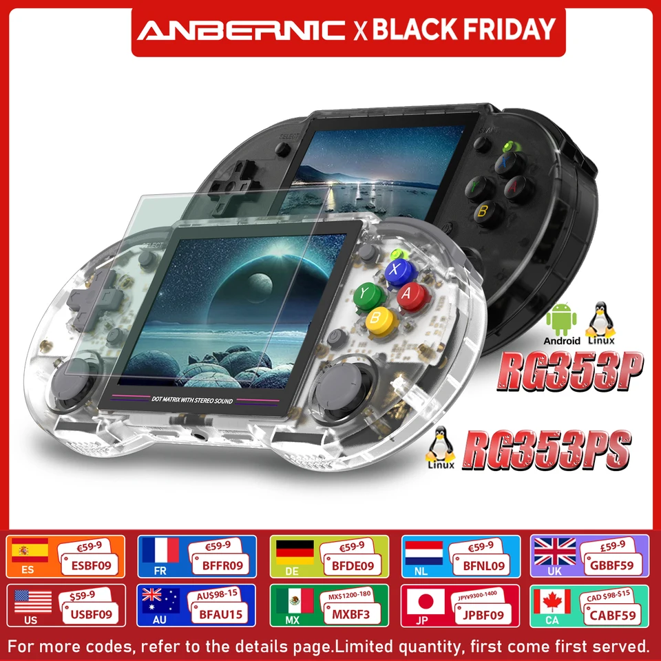 ANBERNIC RG353P RG353PS 64 Bit Retro Handheld Game Console RK3566