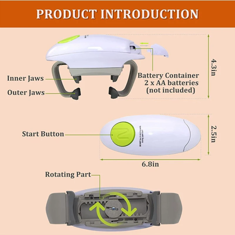 Electric Jar Opener, Restaurant Automatic Jar Opener for Seniors with  Arthritis, Weak Hands, Hands Free Bottle Opener 