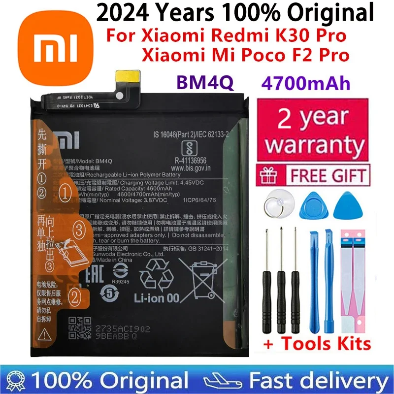 

100% Оригинальный запасной аккумулятор BM4Q для Xiaomi Redmi K30 Pro K30Pro Poco F2 Pro, оригинальные батареи для телефона, батарея 4700 мАч + Инструменты