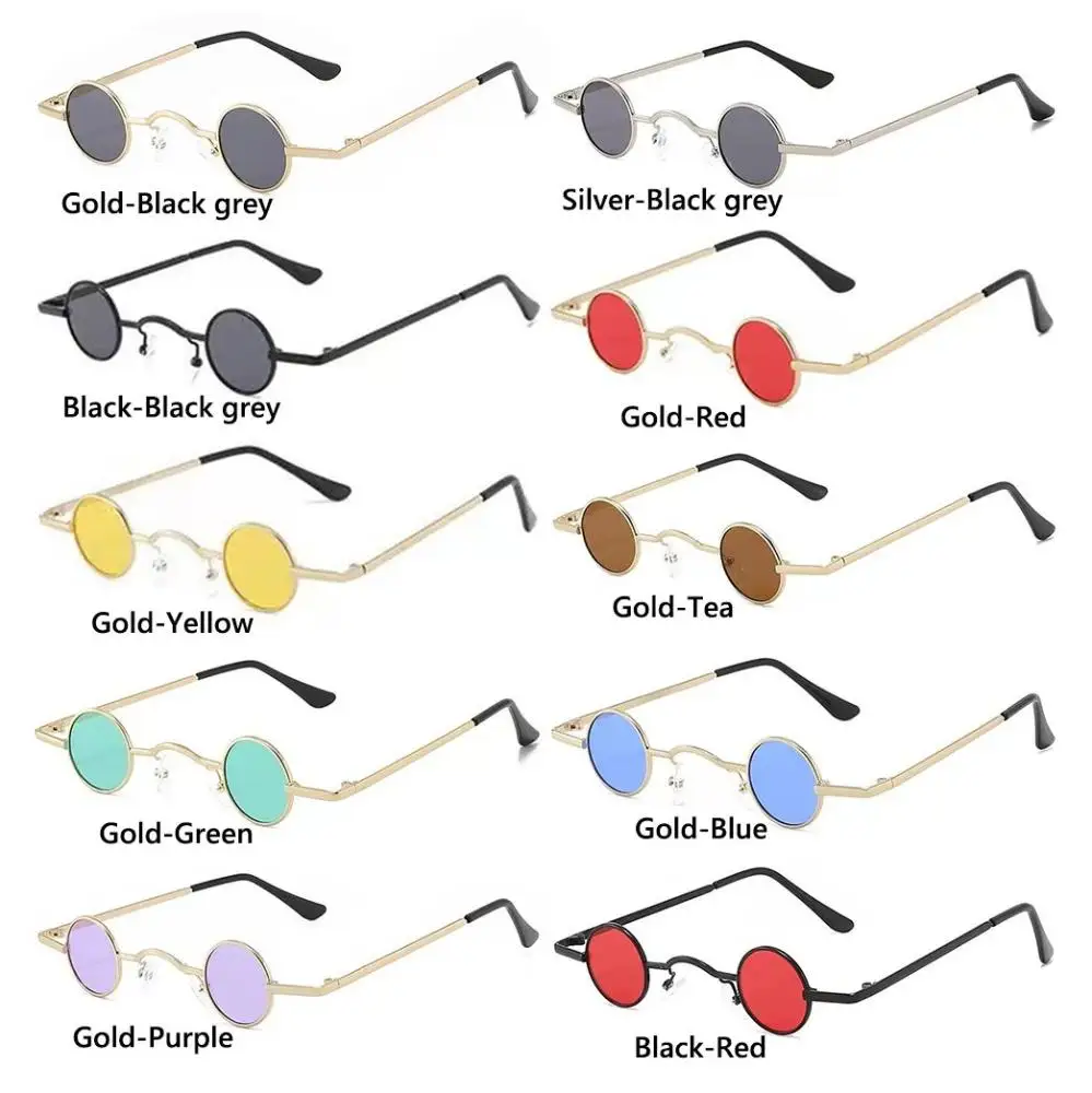 Women Men Candy Color Hip Hop Sun Glasses Small Round Sunglasses Shades Punk