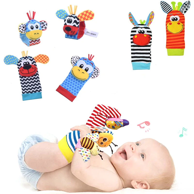 Chaussettes en peluche motif dessin animé pour bébé, hochet doux de poignet  pour enfant de 0 à 12 mois, pour nouveau-né, motif animaux, jouet pour  trouver un pied, pour cadeau, - AliExpress