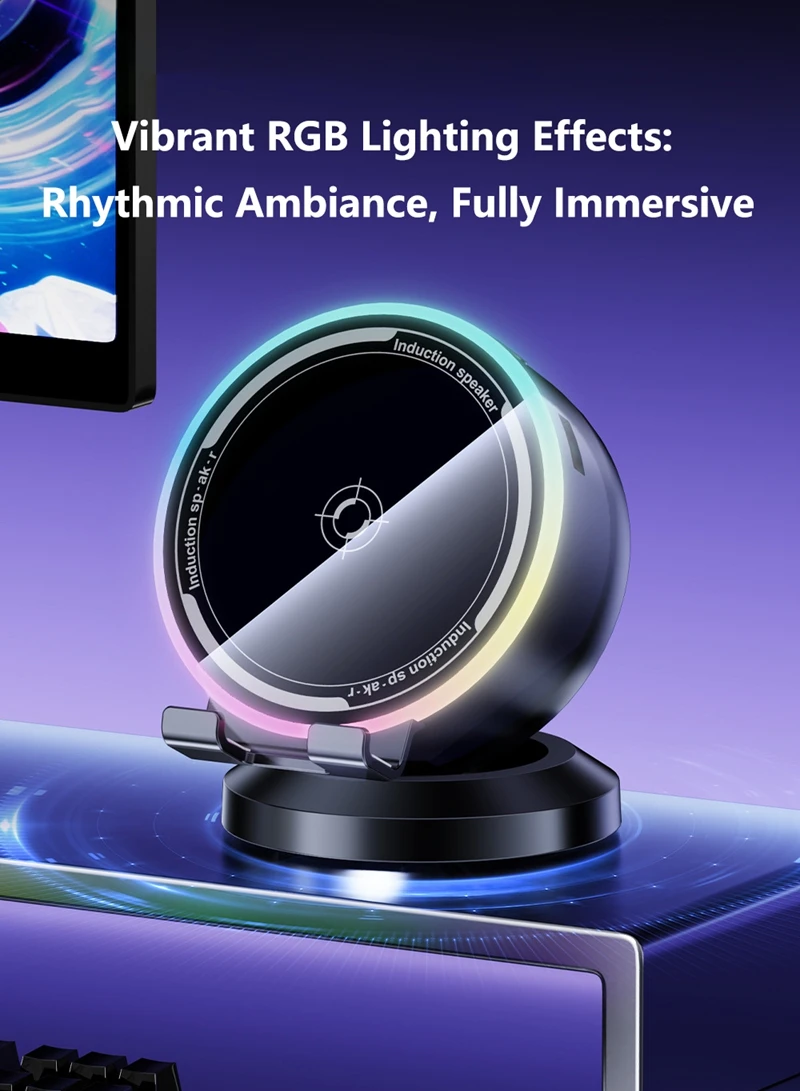 Sensore intelligente per supporto per cellulare, audio, luce RGB pulsante, altoparlante Bluetooth multifunzione da tavolo 2026_voghion.com