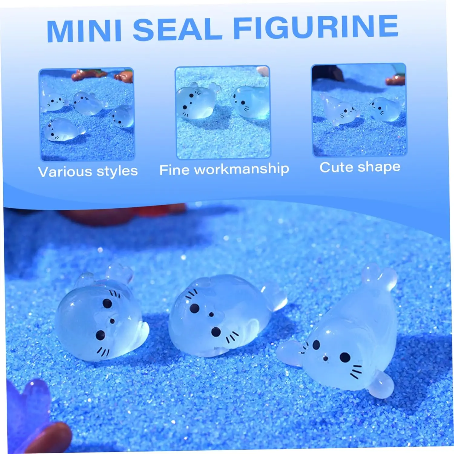Kawaii Luminous Mini Seal Pup Resin Glow At Night Marine Animal Figurines Ornament Fairy Garden DIY Accessories 100/50Pcs miniature ornament miniature figurines resin crafts accessories resin ornaments resin crafts ornament crafts