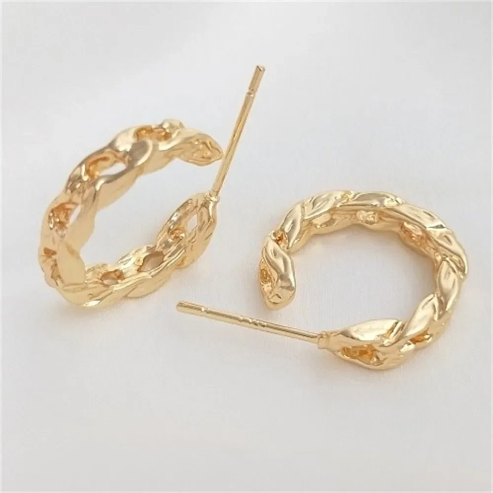 

S925 Silver Needle Earrings 14K Gold-plated Twist Chain Earrings Handmade Earrings Diy Fashion Temperament Ear Accessories E092