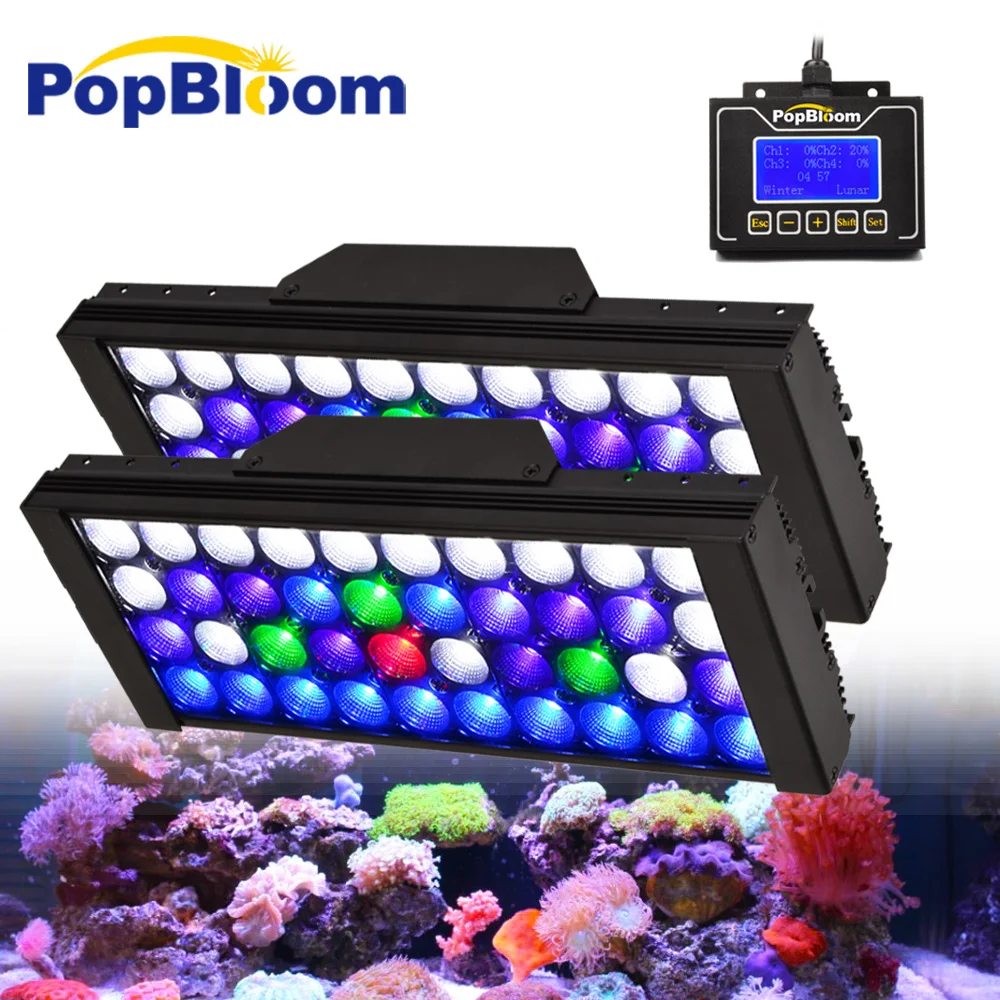 

PopBloom-Marine Led Aquarium Light,Seawater Led Aquarium Lamp Full Spectrum For LPS/SPS Reef Coral,Seawater Fish Tank,60-240cm