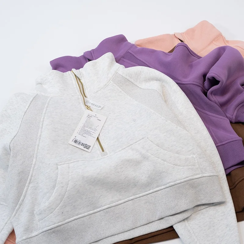 Neuer Verdickter Hochkragen-Pullover für Damen, Sport-Halbreißverschluss-Jacke, Langarm-Laufjacke für Fitness und Yoga – Detail 9