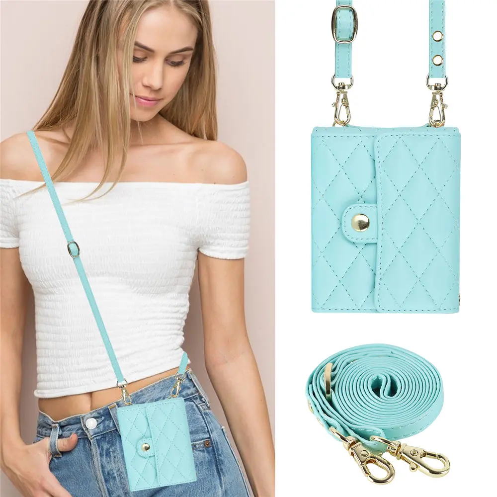 Crossbody Leather Wallet Case with Card Holder and Shockproof Protection