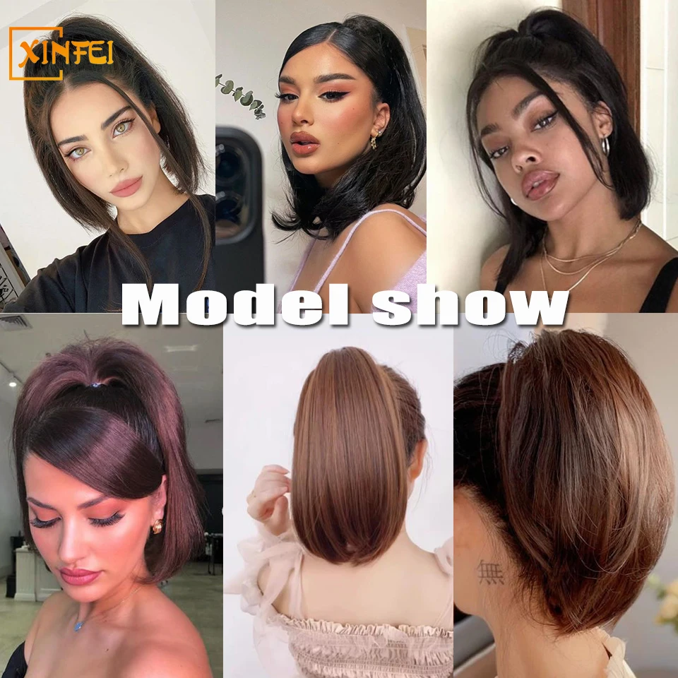 Synthetic Ponytail Wig Female Micro-roll Inner Buckle Short Ponytail Gripping Clip Type Lightweight And Fluffy Wig Braid clip in ponytail hair extension synthetic ponytail synthetic hair accessories clip in ponytail extensions