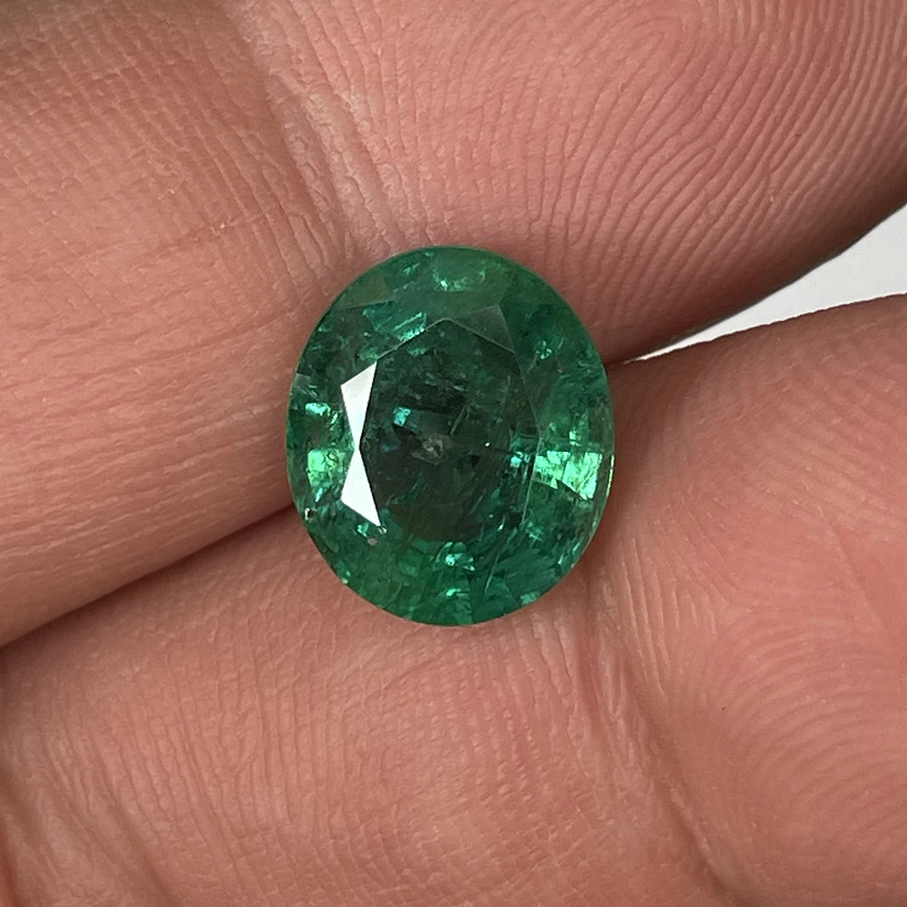 Emerald Gemstones Jewelry Natural Gemstones 5.15ct Very Green Oval Ring Pendant Earring Emerald Bead Kkit For Jewerly Making