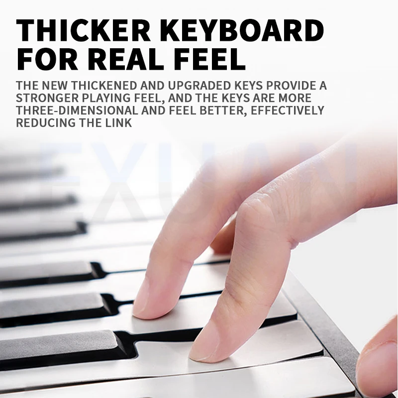 88 Keys Electronic Piano MIDI &USB Charge Portable ABS Soft Silicone Flexible Keyboard Digital Roll Up Piano With Horn And Pedal
