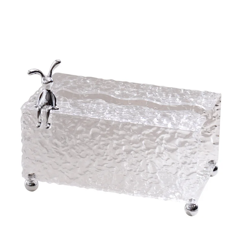Crystal Pattern Tissue Box Household Living Room Coffee Table Light Luxury Suction Paper Box Wall Hanging Bathroom Tissue Box 5