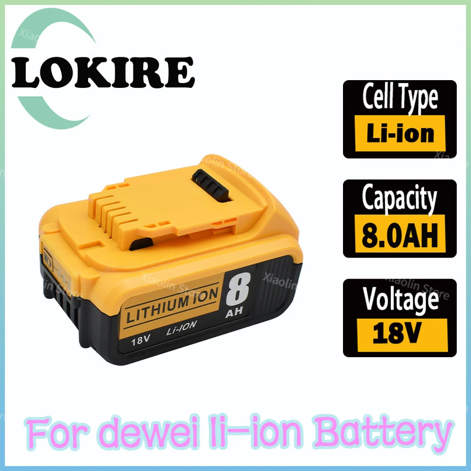 

8.0Ah for dewei 18V 21900 DCB200 Replacement Battery Compatible With For dewei 18V Tool Battery