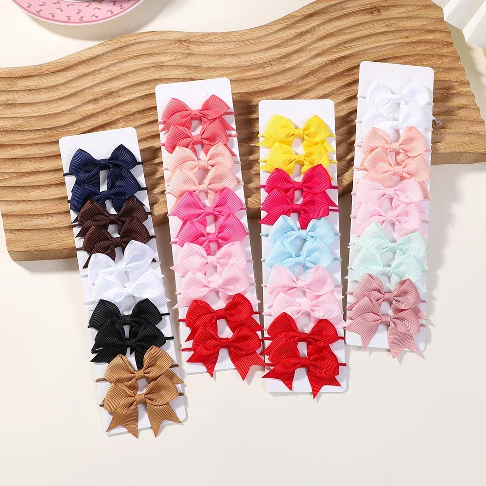 Hair Bands 10Pcs Bows Elastic Hair rubber band Hair Ties Ribbon Pigtail Grosgrain accessories girl Baby Gift for children