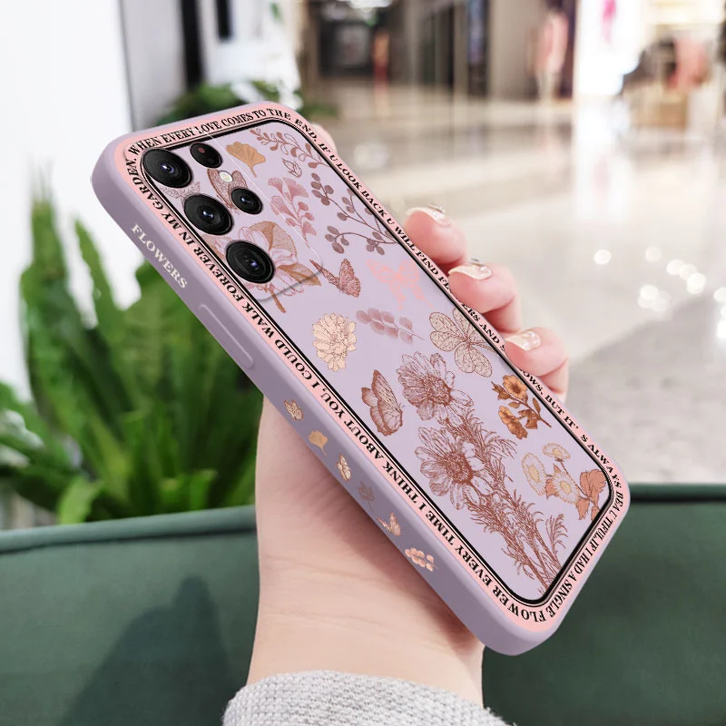 Đầm Vintage Hoa Ốp Lưng Điện Thoại Samsung Galaxy S22 S21 S20 Ultra Plus FE S10 S9 S10E Note 20 Ultra 10 9 Plus cute samsung cases Cases For Samsung