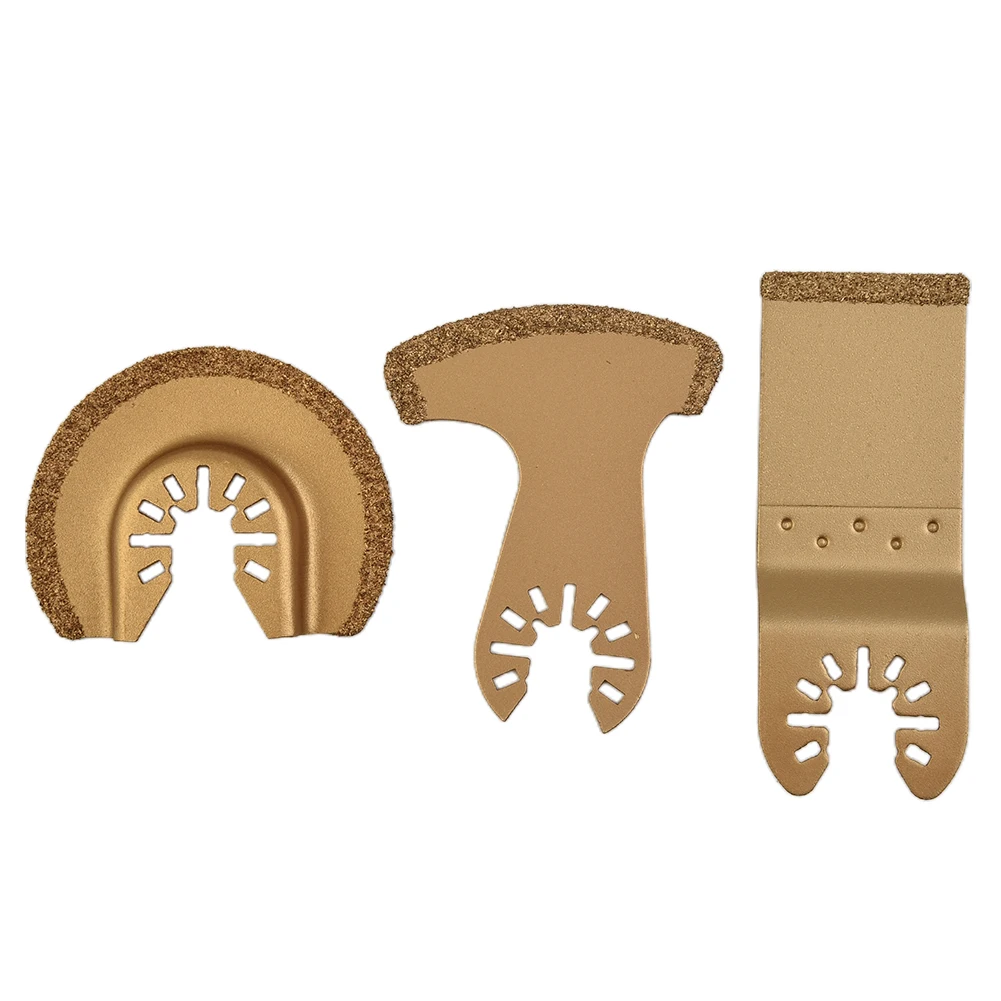 Carbide Oscillating Multi Tool Segment Saw Blades Tile Grout Cutter Semicircle E shaped Curved Saw Blade Power Tools 3pcs Set