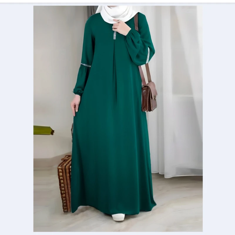 Fashion Long Sleeve Abaya Dress Casual Sequin Sundress Clothing evening dresses  muslim dress women  robe  modest dress