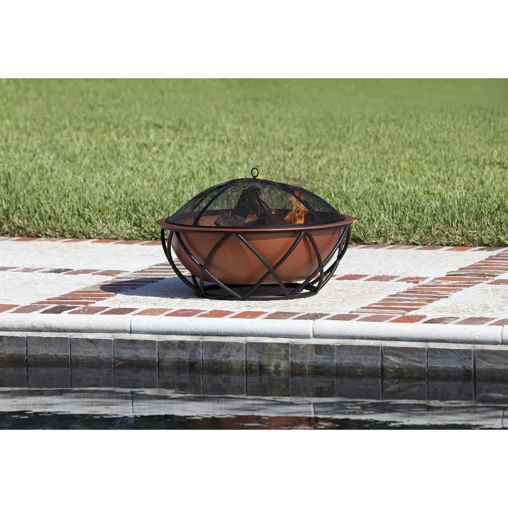 

Fire Pit Barzelonia Copper-Look Wood Burning Lightweight Portable Outdoor Firepit Backyard Fireplace Camping Bonfire Fire Pits