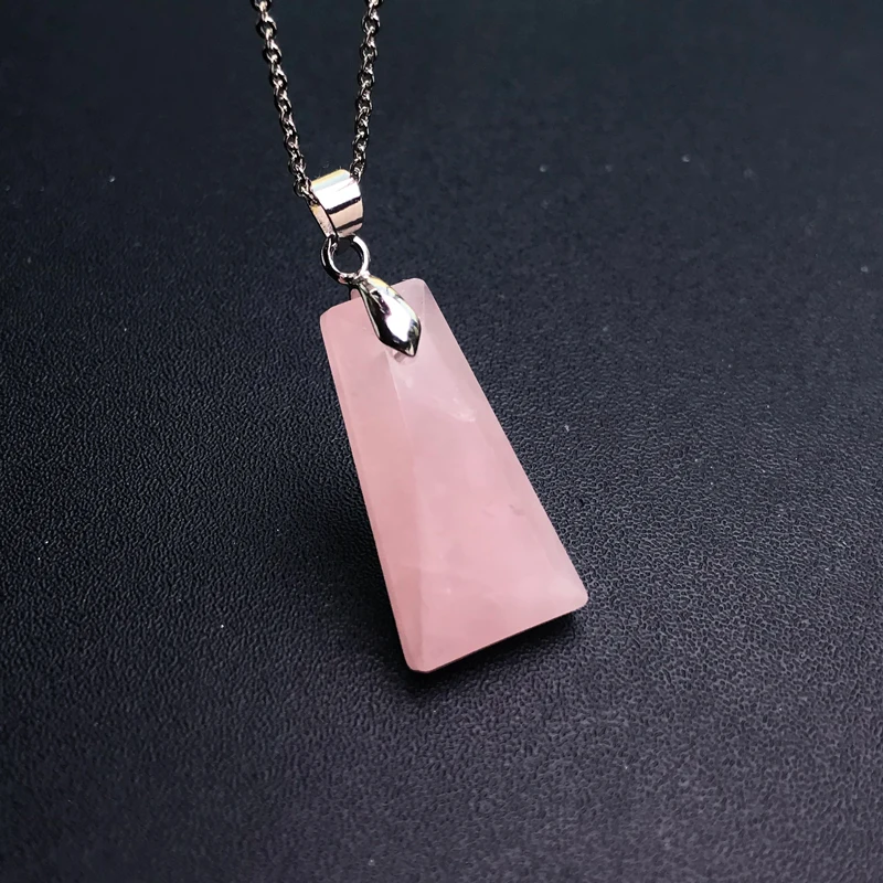 Elegant Natural Amethyst Pendant Gemstone Rose Quartz 13*25mm Necklace Handmade Jewelry for Women Party Gift