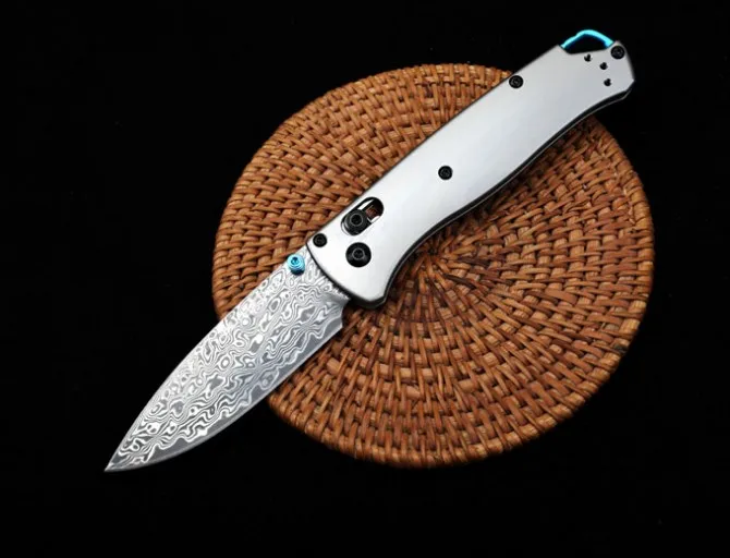 Outdoor Damascus Steel Blade Benchmade 535 Folding Knife Titanium Alloy