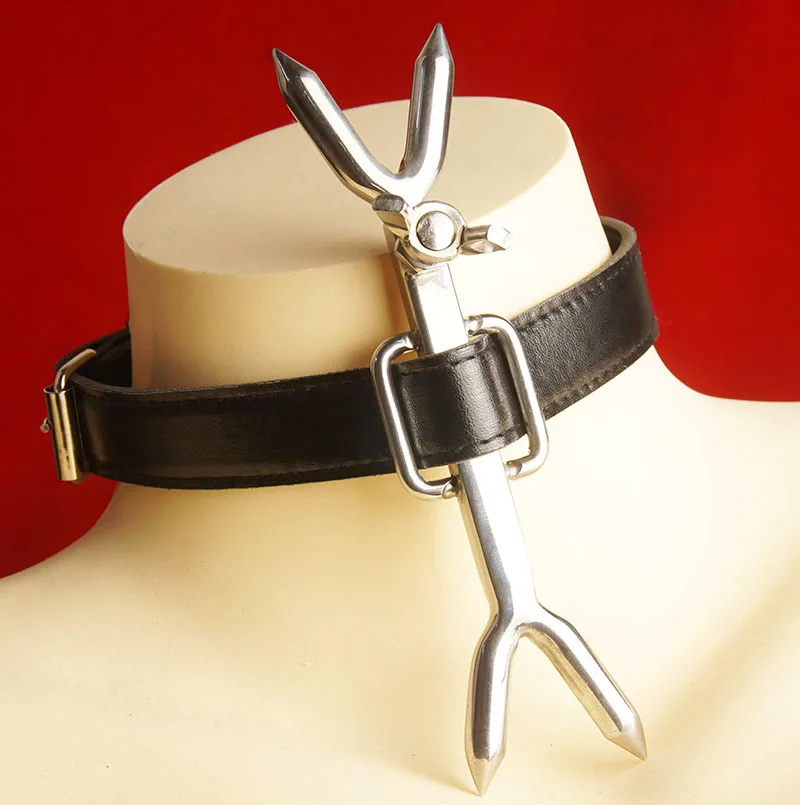 Bdsm Faux Leather Posture Collar With Adjustable Prong Restraints_voghion.com