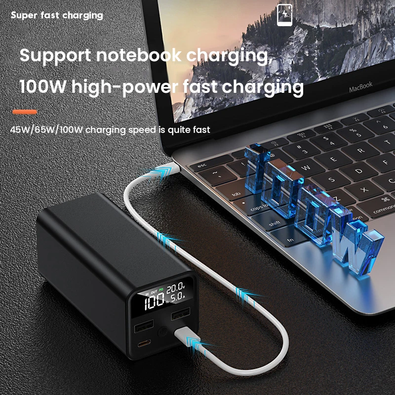 Фото 20000 мАч Power Bank Station PD100W USB C Быстрое зарядное устройство Наружная портативная внешняя батарея Светодиодное освещение для iPhone Samsung Xiaomi №4